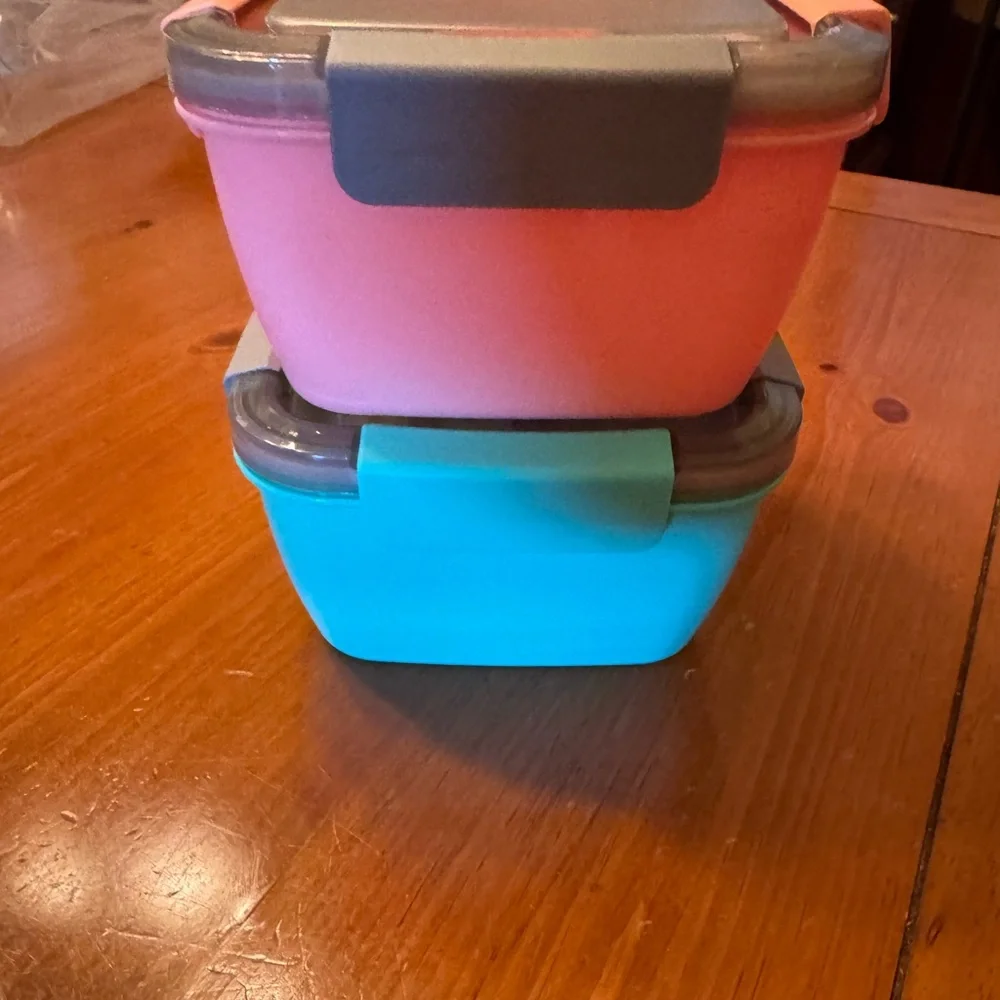 Freshmage Salad Lunch Containers To Go - 2 Pack (Pink & Green)